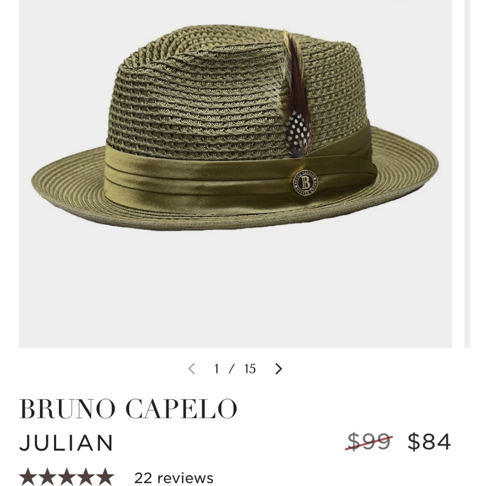 Bruno Capelo Julian Olive Straw Fedora Hat